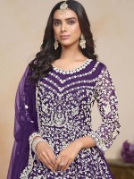 Deep Violet Soft Net Designer Salwar Kameez